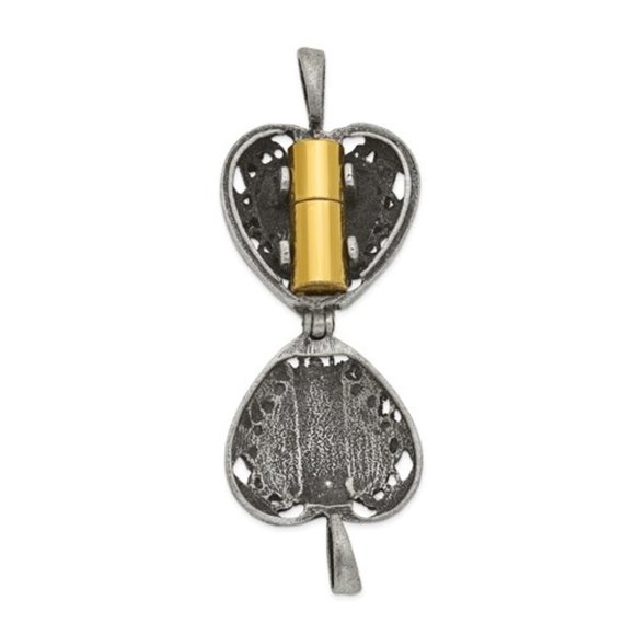 Antiqued Silver-tone I'll Hold You In My Heart Ash Holder Heart w 24" Necklace - Picture 3 of 7